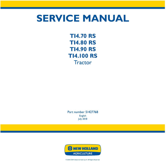 New Holland T14.70RS T14.80RS T14.90RS T14.100RS Service Repair Manual 51427768