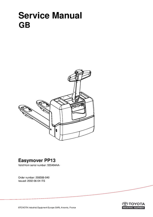 Toyota PP13 SN 555494 Spare Parts Catalog