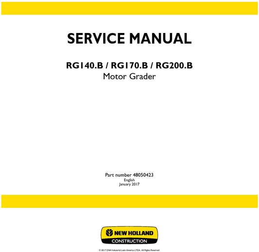 New Holland RG140.B RG170.B RG200.B Motor Grader Service Repair Manual 48050423