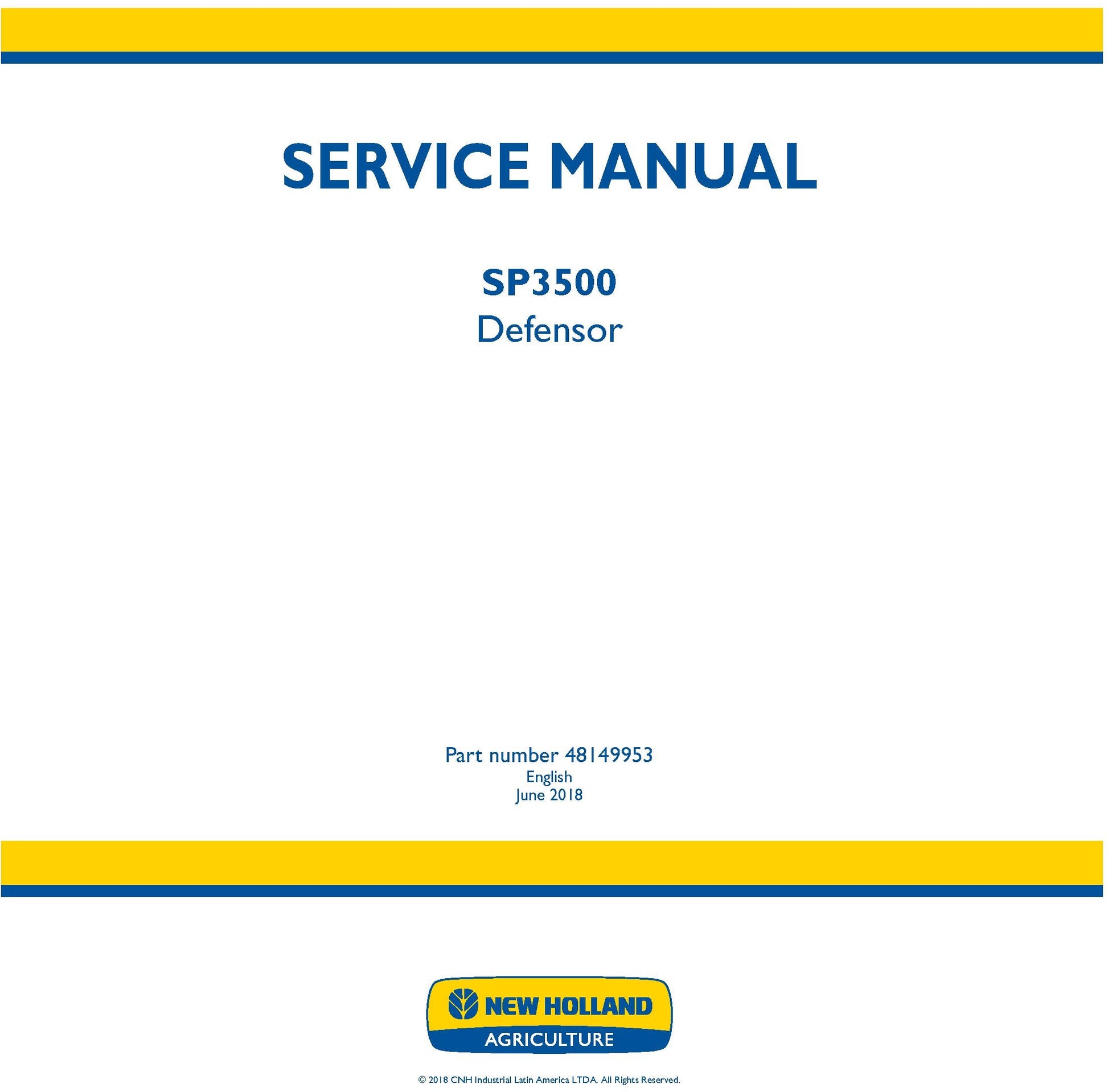 New Holland SP3500 Defensor Service Repair Manual 48149953