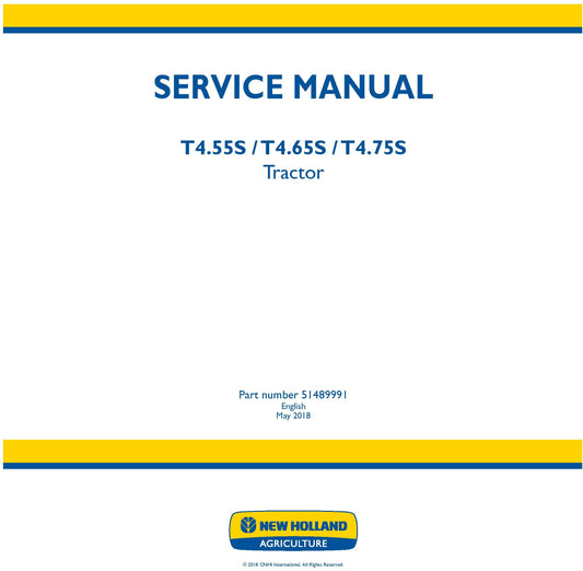 New Holland T4.55S T4.65S T4.75S Tractor Service Repair Manual 51489991