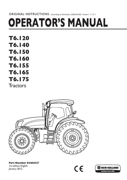 New Holland T6.120,T6.140,T6.150,T6.160,T6.155,T6.165,T6.175, Tractors Agricu Operator Manual (84484527)