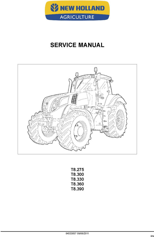 New Holland T8.275 T8.300 T8.330 T8.360 T8.390 Service Repair Manual 84533057
