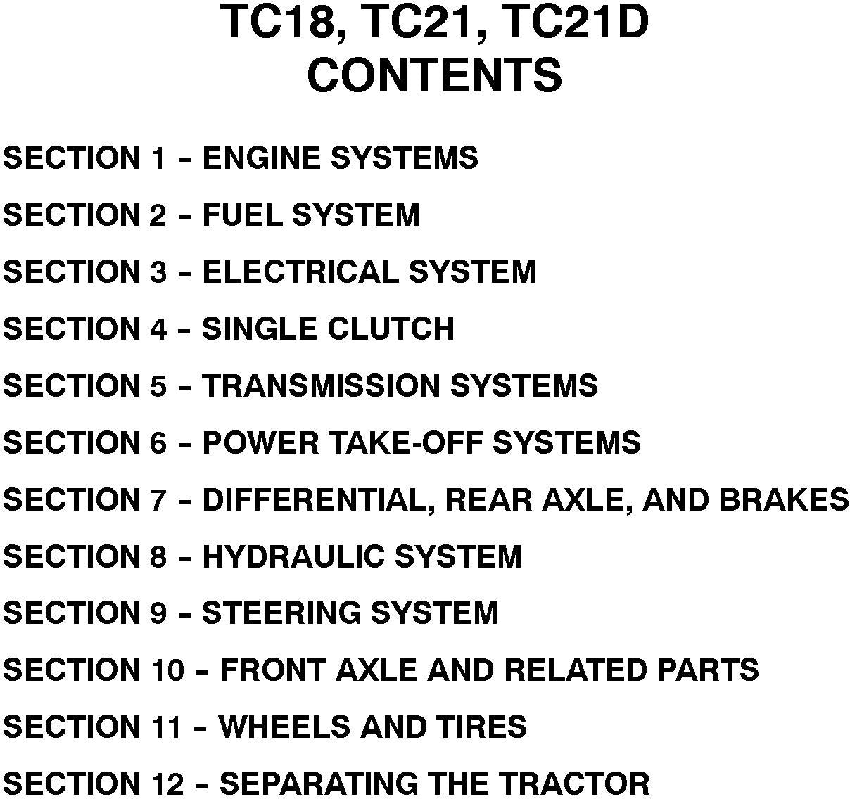 New Holland TC18, TC21, TC21D Service Repair Manual 86590938