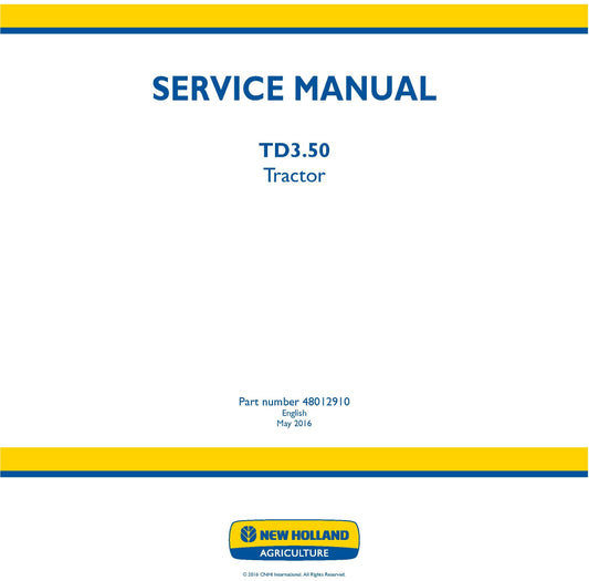 New Holland TD3.50 Tractor Service Repair Manual 48012910