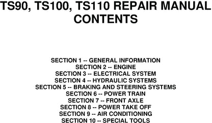 New Holland TS90 TS100 TS110 Tractor Service Manual (86572172)