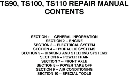 New Holland TS90 TS100 TS110 Tractor Service Manual (86572172)