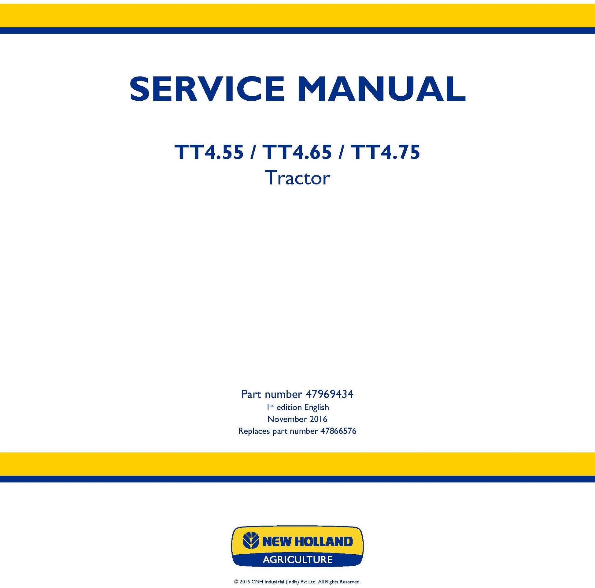 New Holland TT4.55 TT4.65 TT4.75 Tractor Service Repair Manual 47969434