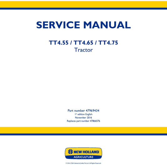 New Holland TT4.55 TT4.65 TT4.75 Tractor Service Repair Manual 47969434