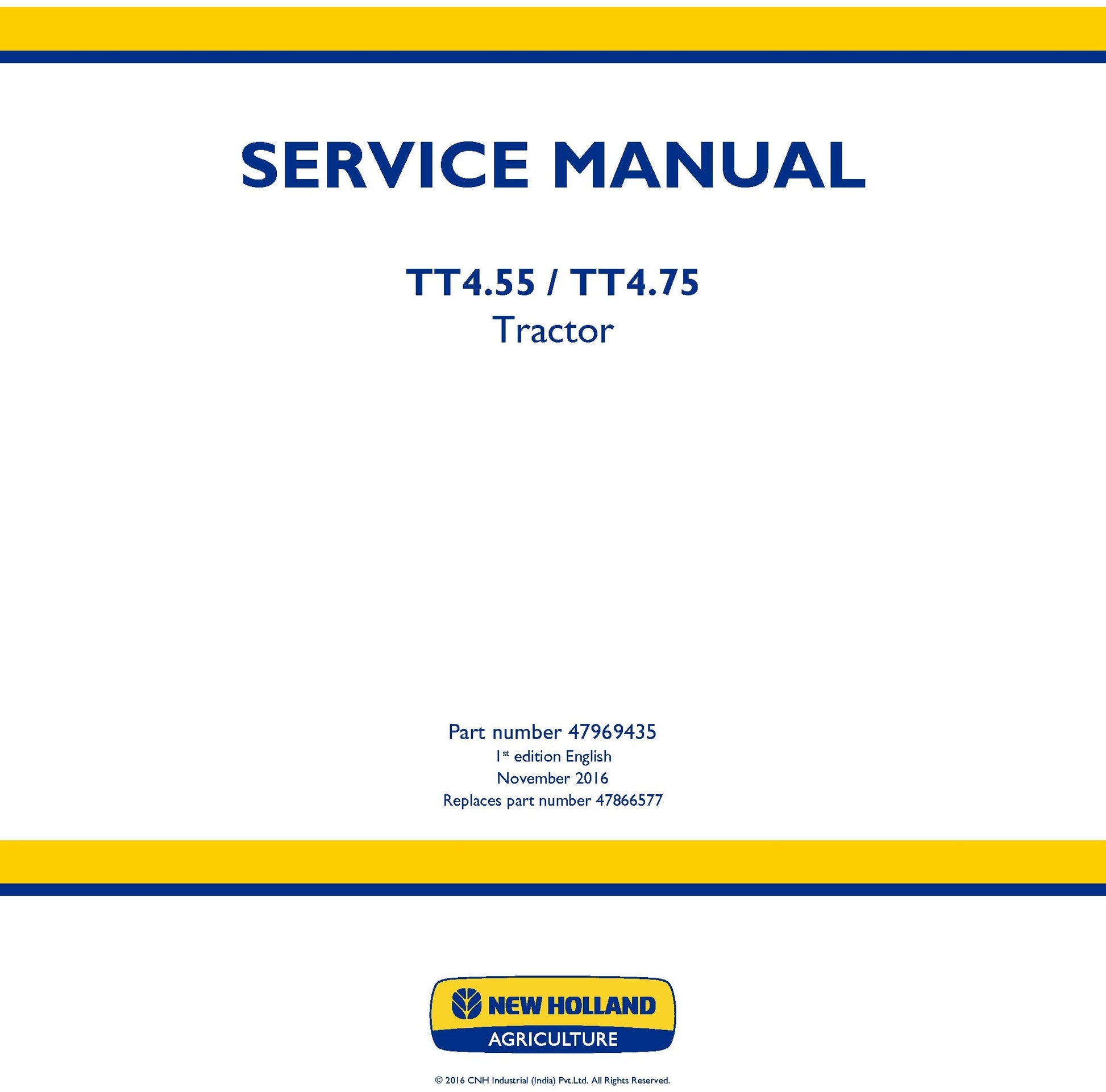 New Holland TT4.55 TT4.75 Tractor Service Repair Manual 47969435