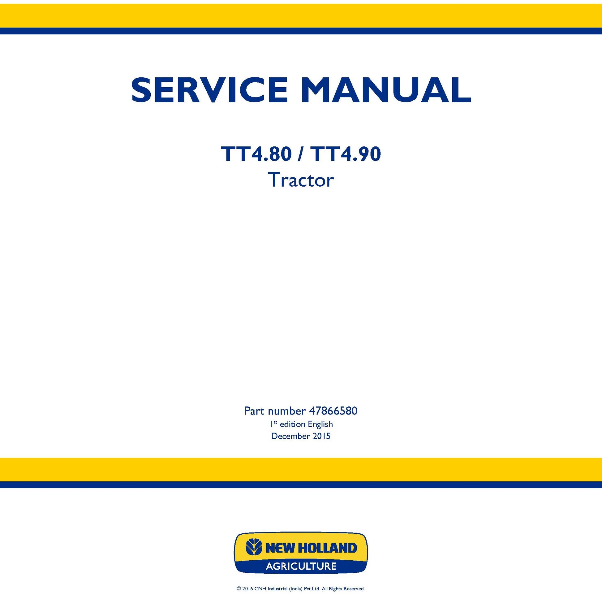New Holland TT4.80 TT4.90 Tractor Service Repair Manual 47866580