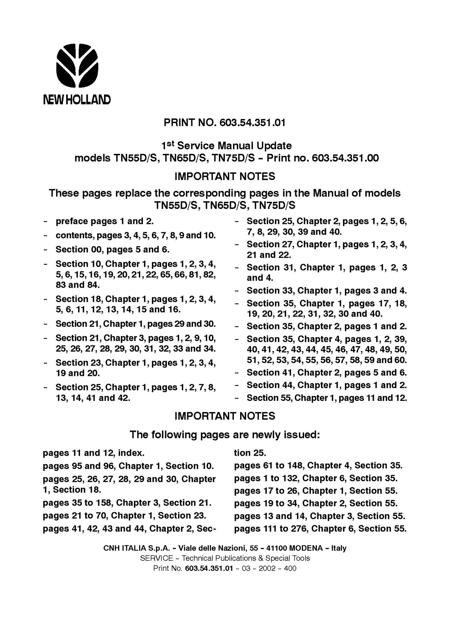 New Holland TN55 65 75 DS Tractor Service Manual (6035435101)