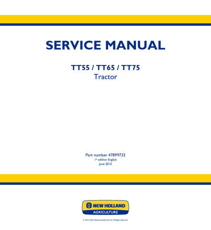 New Holland TT55 TT65 TT75 Tractor Service Manual (47899732)
