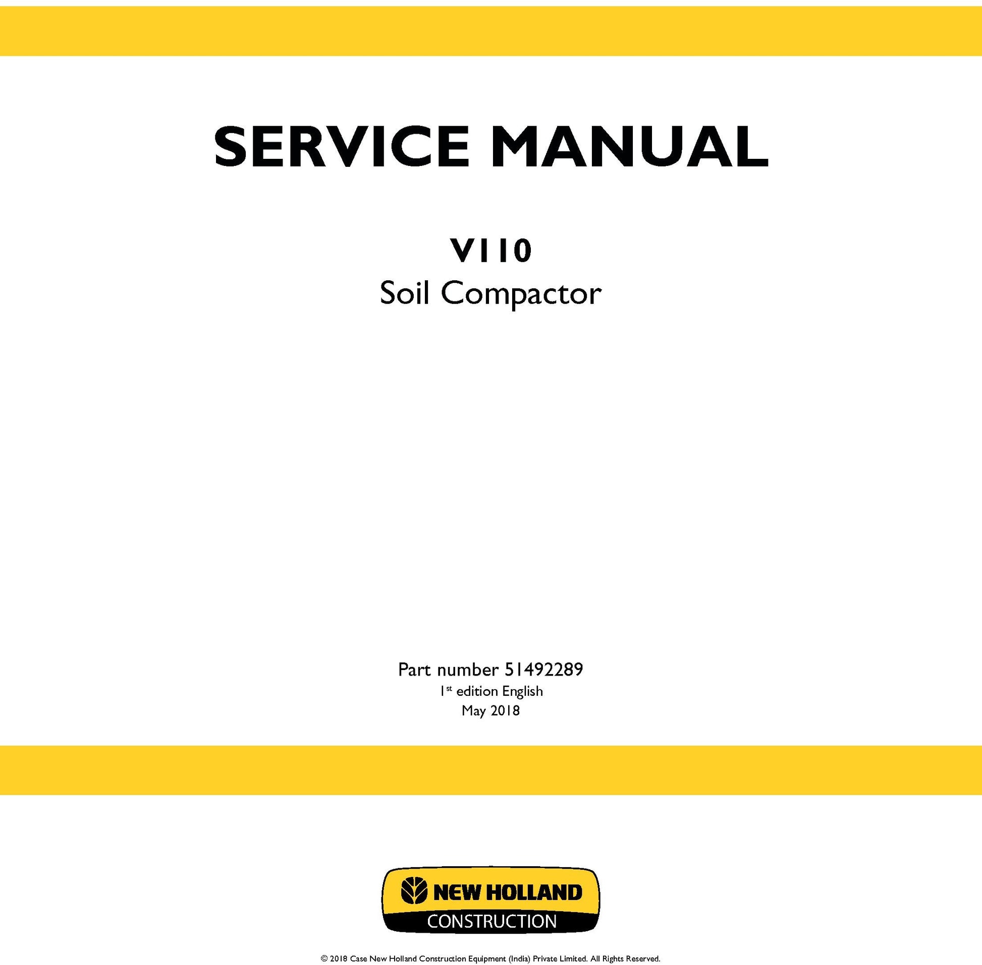 New Holland V110 Soil Compactor Service Repair Manual 51492289
