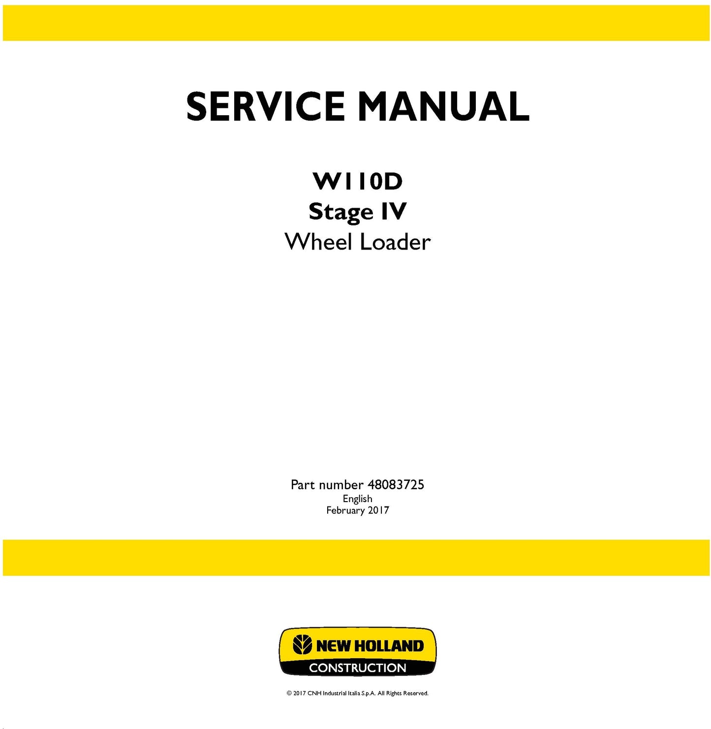 New Holland W110D Stage IV Wheel Loader Service Repair Manual 48083725