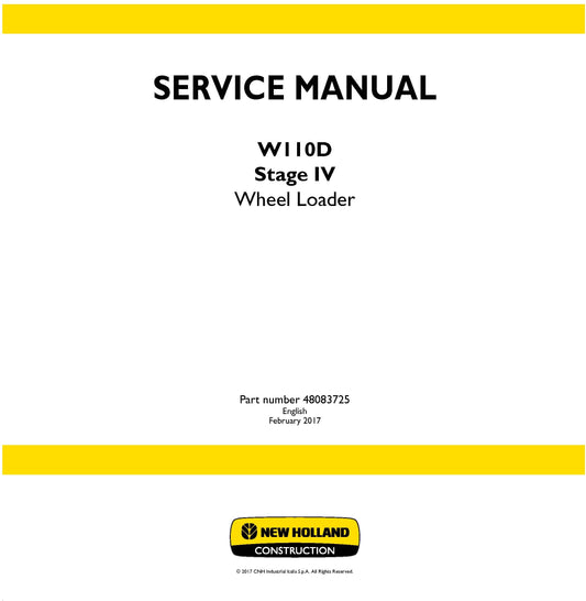 New Holland W110D Stage IV Wheel Loader Service Repair Manual 48083725