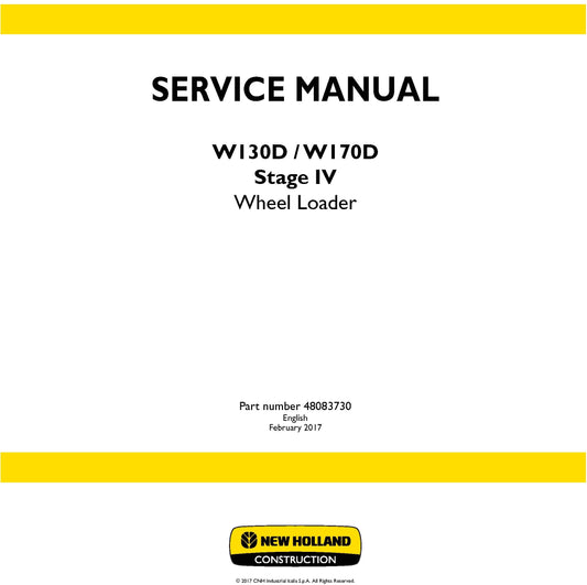 New Holland W130D W170D Stage IV Wheel Loader Service Repair Manual 48083730