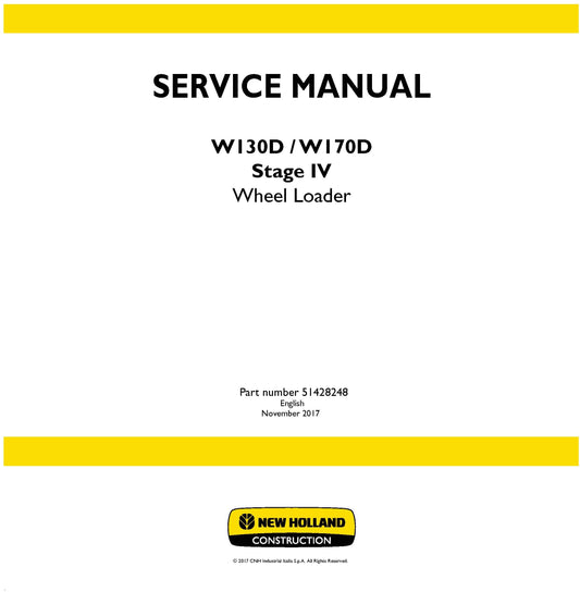 New Holland W130D W170D Stage IV Wheel Loader Service Repair Manual 51428248