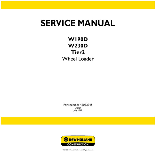 New Holland W190D W230D Tier2 Wheel Loader Service Repair Manual 48083745