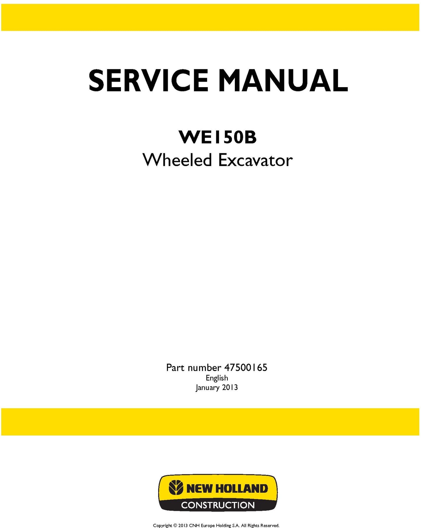 New Holland WE150B Wheeled Excavator Service Repair Manual 47500165A