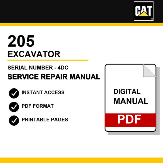 Caterpillar 205 Excavator Serial Number - 4DC Service Repair Manual