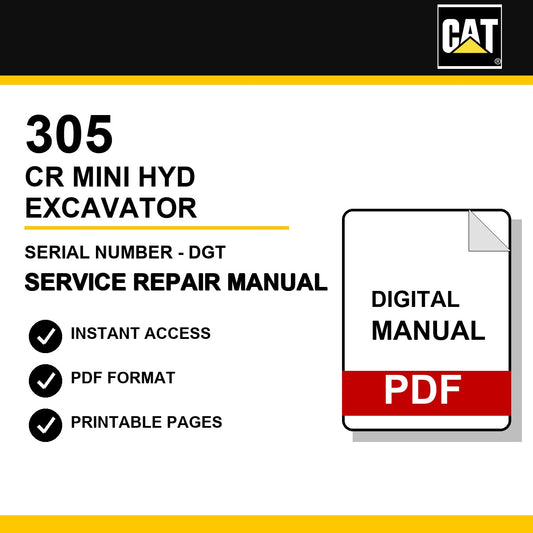 Caterpillar 305 CR Mini Hyd Excavator Serial Number - DGT Service Repair Manual