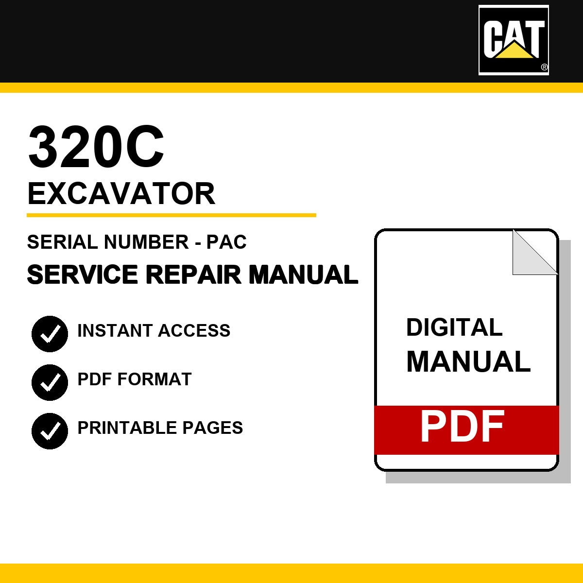 Caterpillar 320C Excavator Serial Number - PAC Service Repair Manual