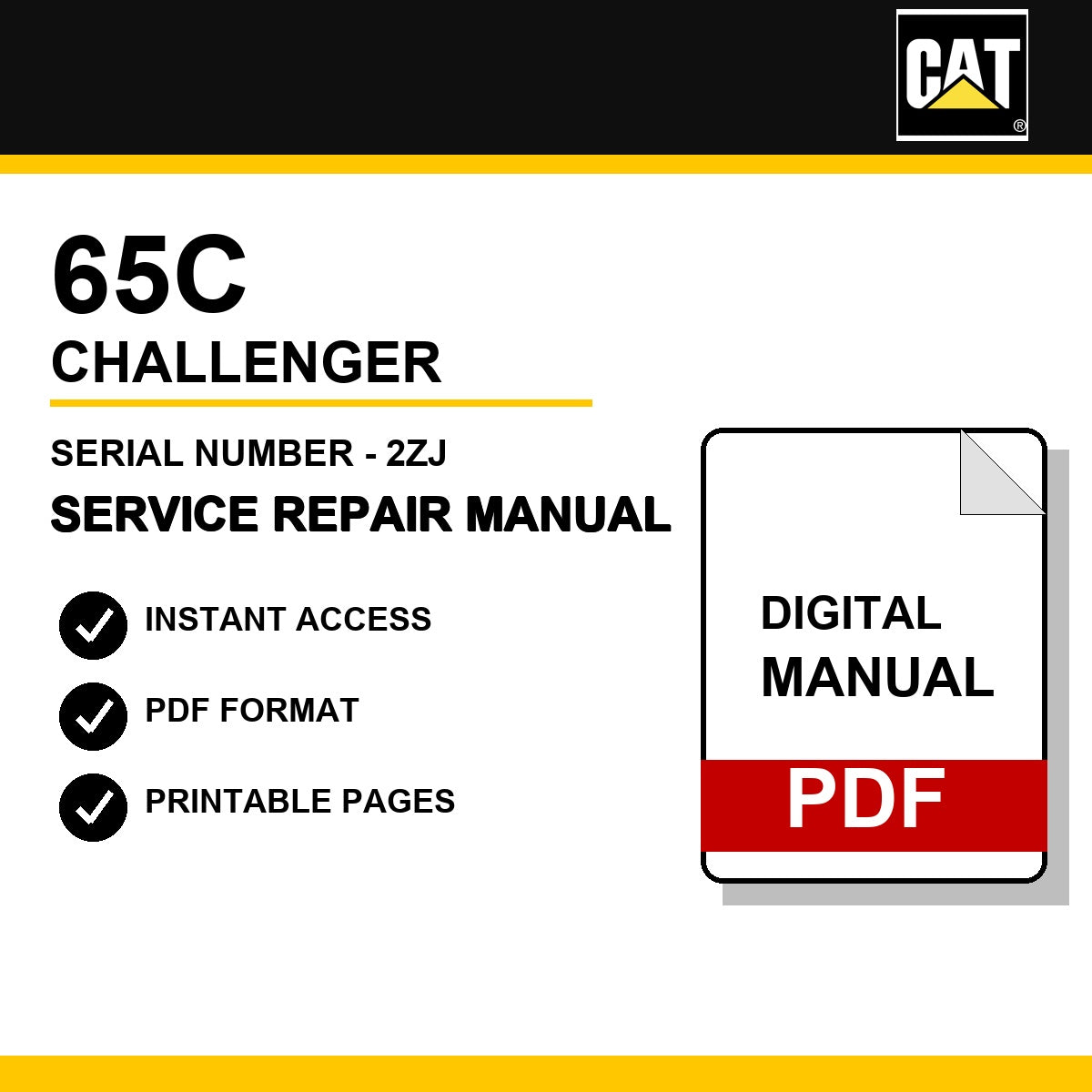 Caterpillar 65C Challenger Serial Number - 2ZJ Service Repair Manual