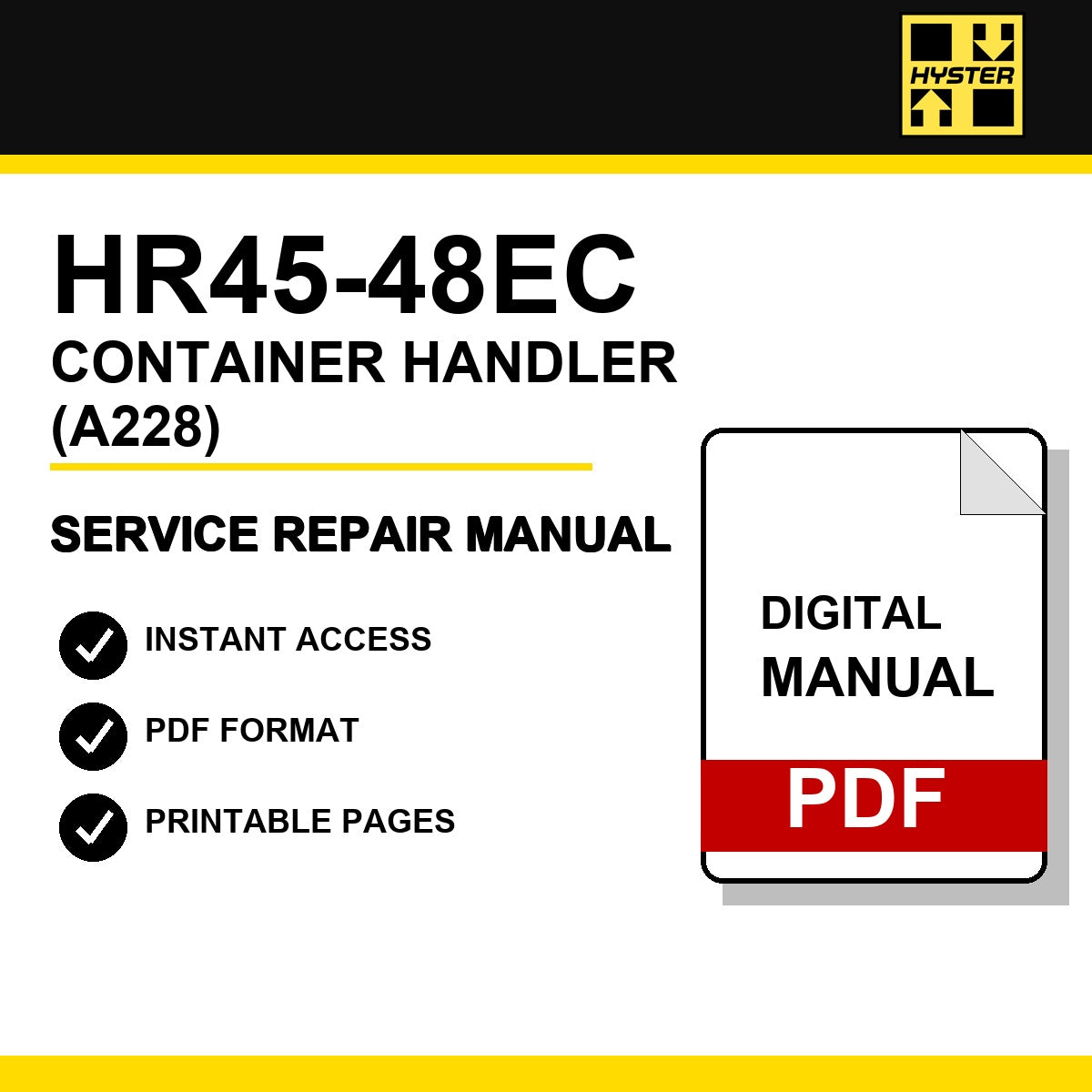 Hyster HR45-48EC Container Handler Service Repair Manual (A228)