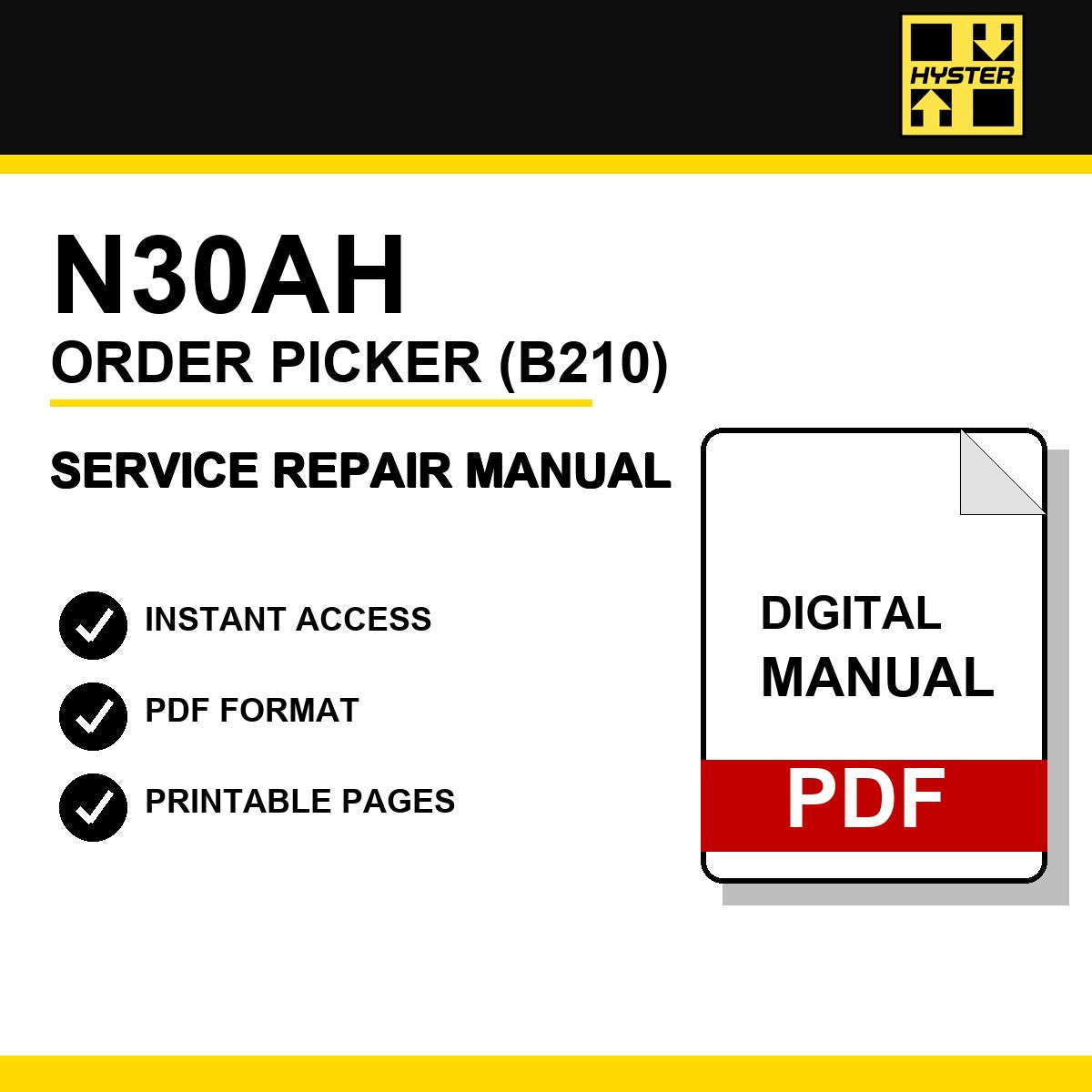 Hyster N30AH Order Picker Service Repair Manual (B210)