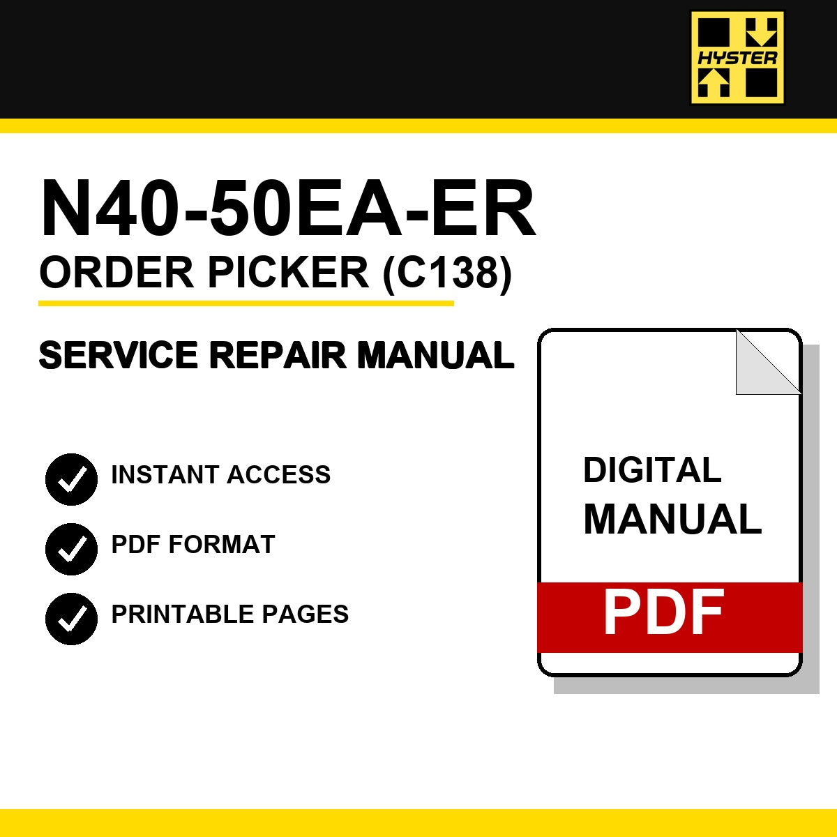 Hyster N40-50EA-ER Order Picker Service Repair Manual (C138)