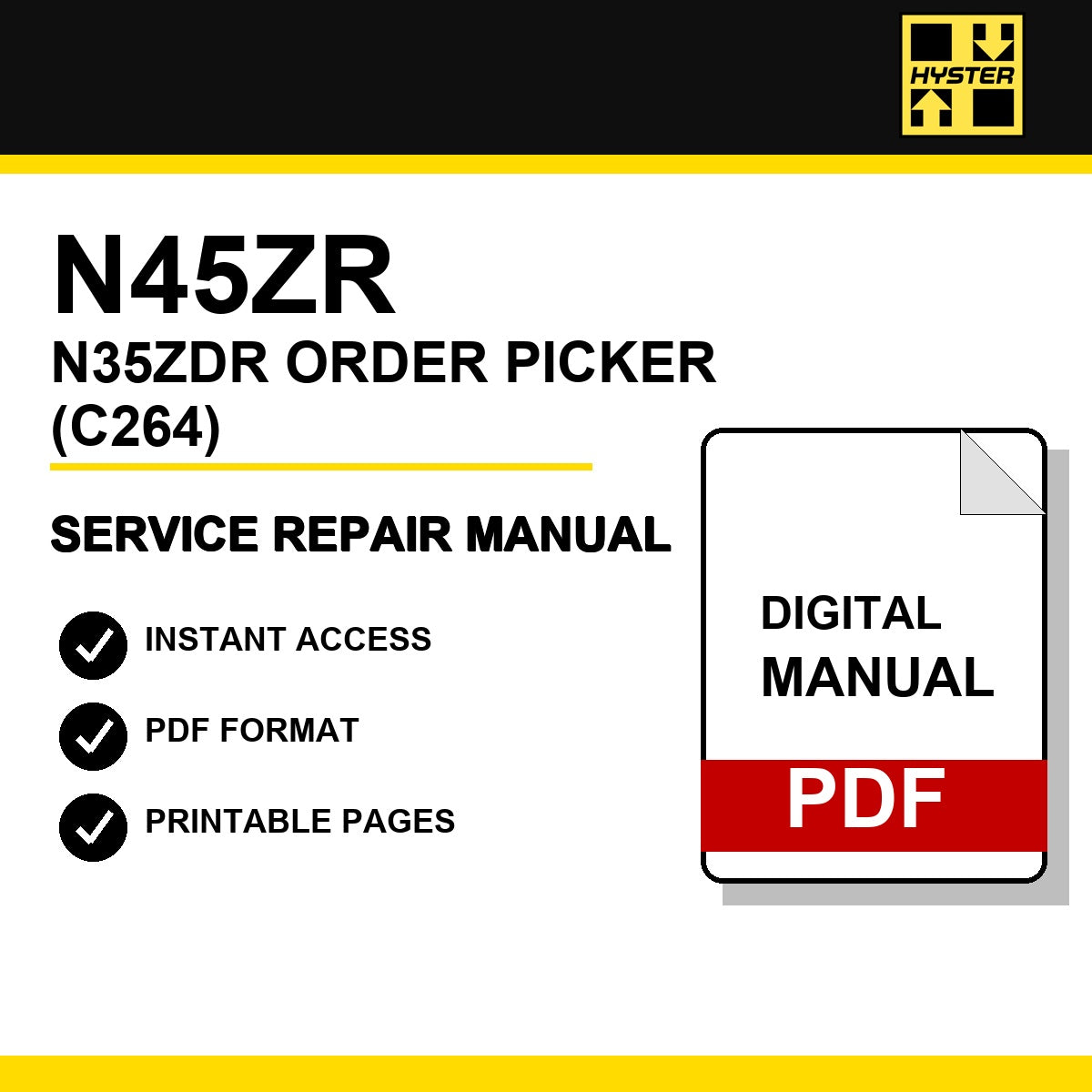 Hyster N45ZR, N35ZDR Order Picker Service Repair Manual (C264)