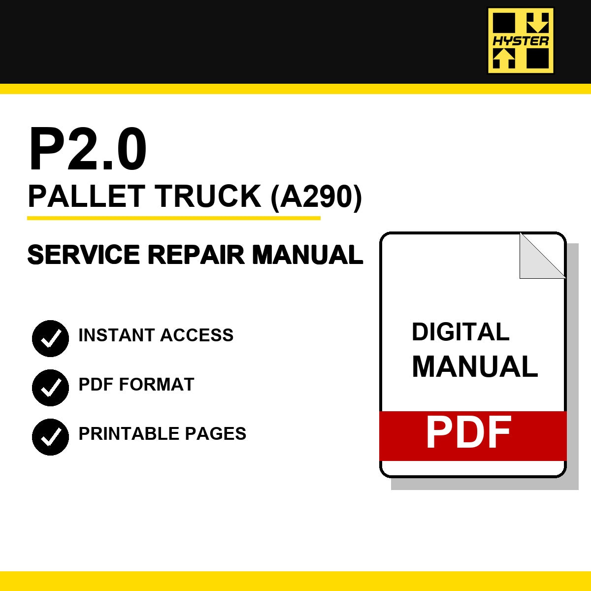 Hyster P2.0 Pallet Truck Service Repair Manual (A290)