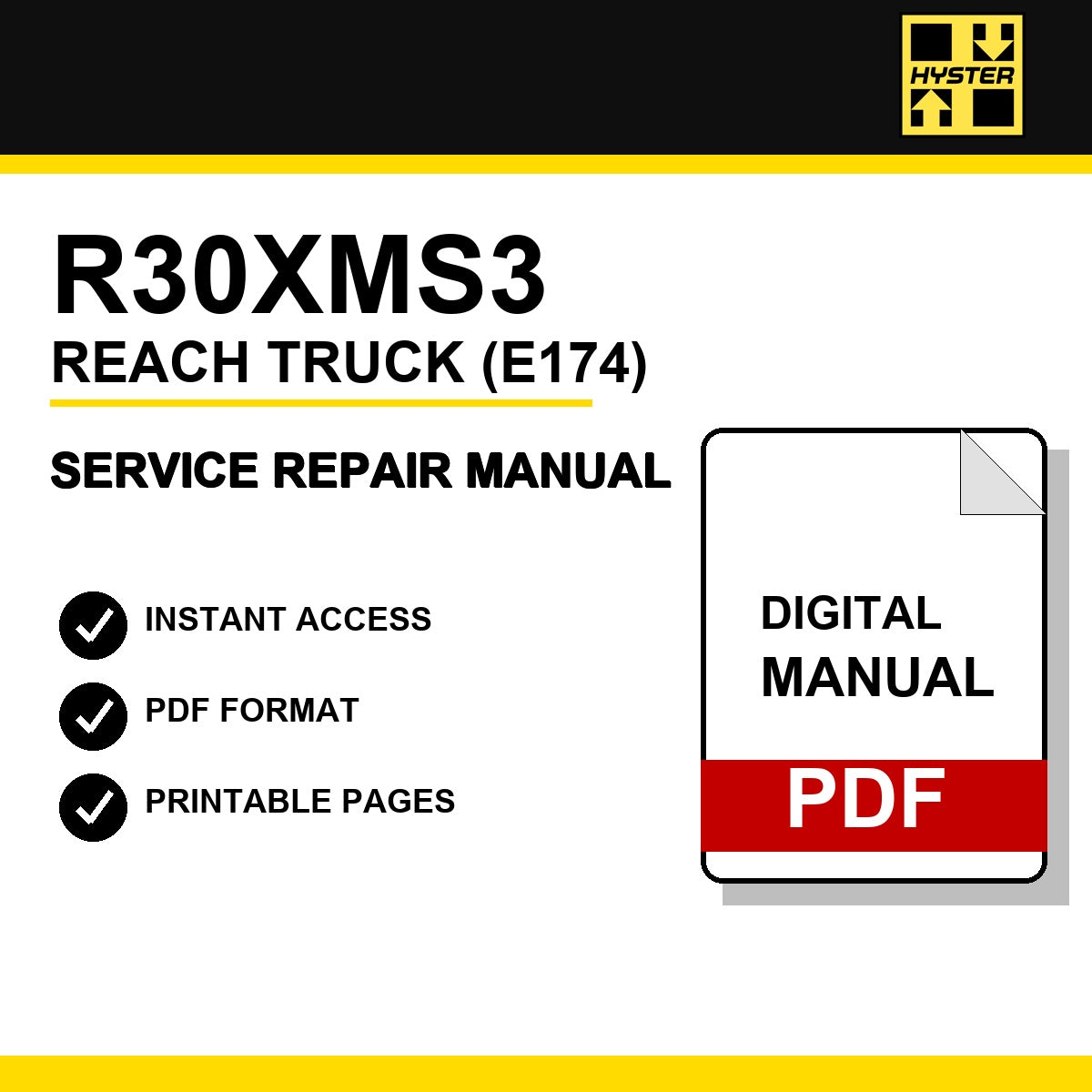 Hyster R30XMS3 Reach Truck Service Repair Manual (E174)