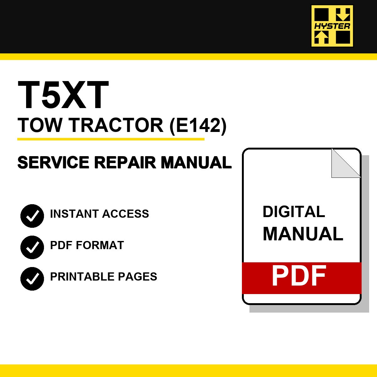 Hyster T5XT Tow Tractor Service Repair Manual (E142)